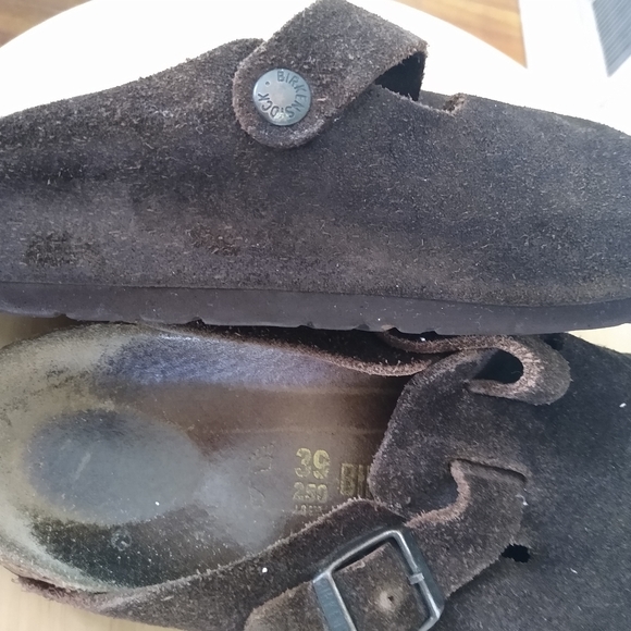 Birkenstock Boston Brown Suede Slippers - Picture 6 of 11